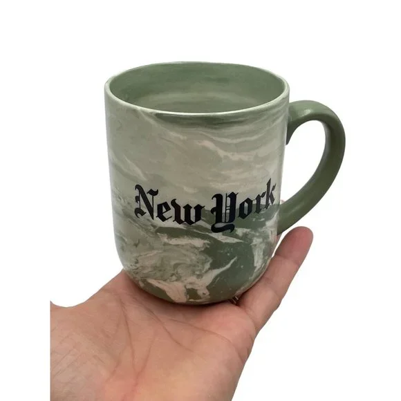 New York Times Coffee Mug Green Marble Swirl, 12 Fluid Ounce - Picture 6 of 8